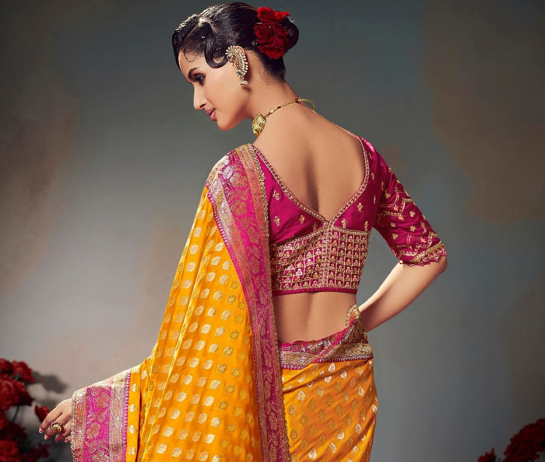 Yellow Color Designer Kanjivaram Readymade/Easy Saree