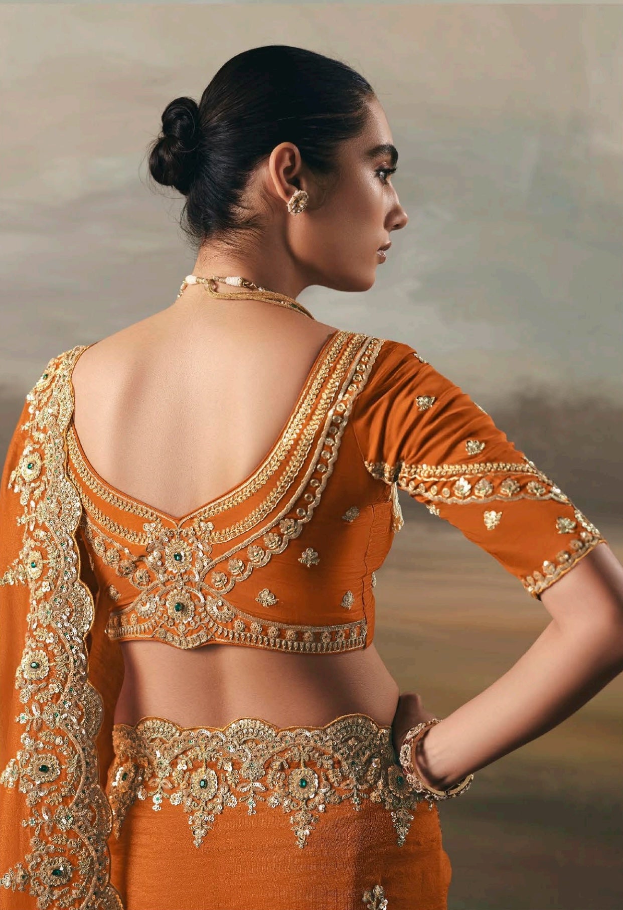 Orange Colour Party Wear Readymade Saree