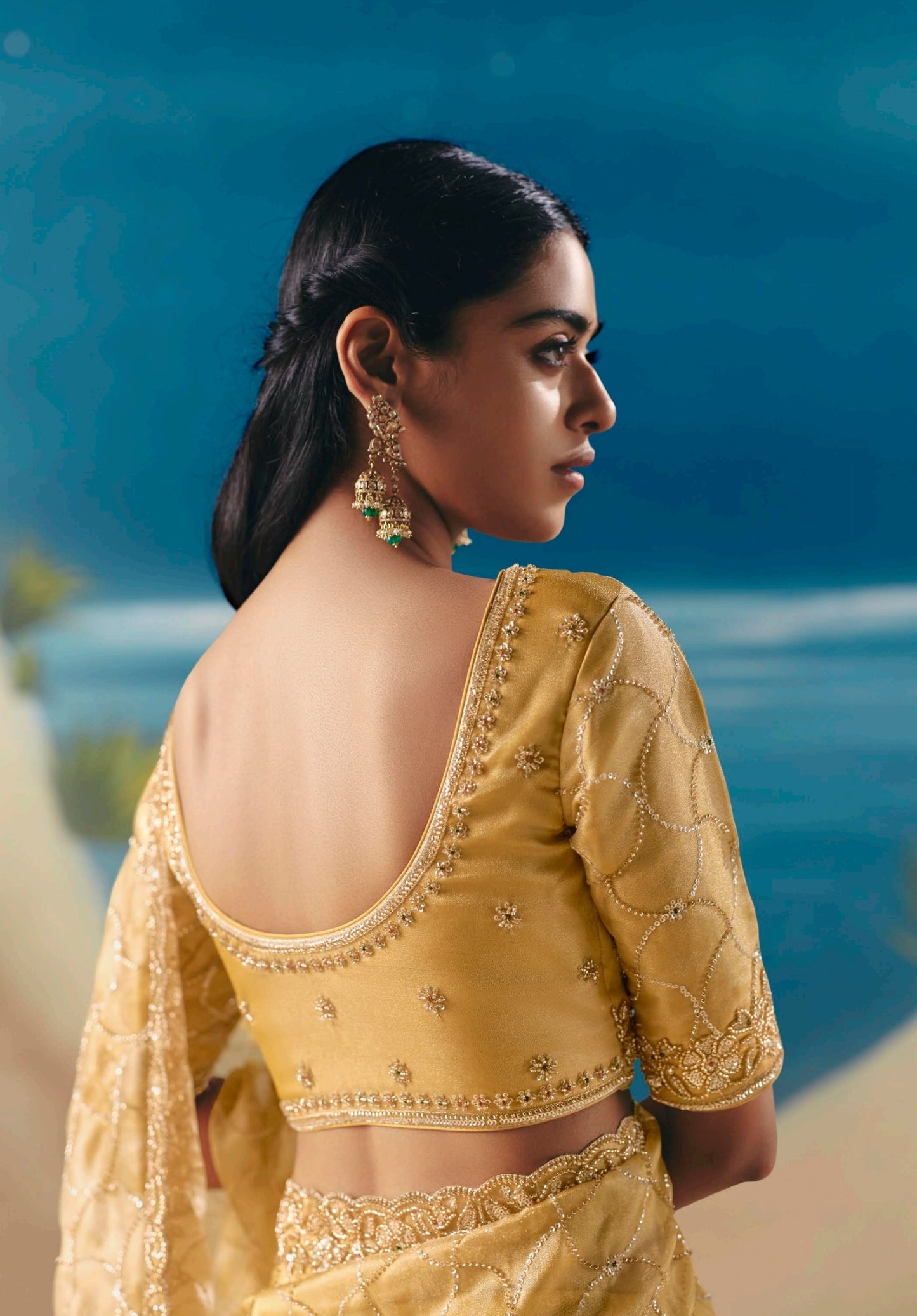 Yellow Party Wear Readymade Saree