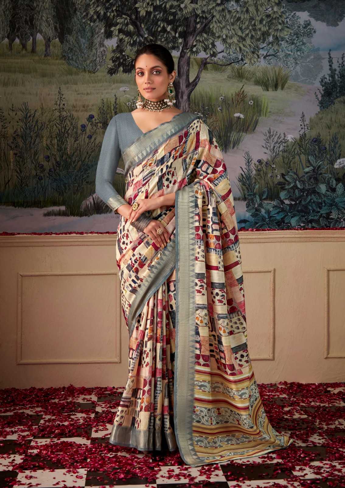 Multicolor Silk Cotton Office Wear Easy Readymade Saree