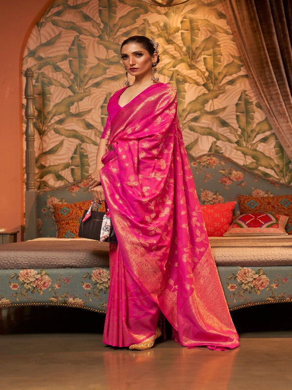 Pink Soft Silk Readymade Saree – StylebyPanaaash