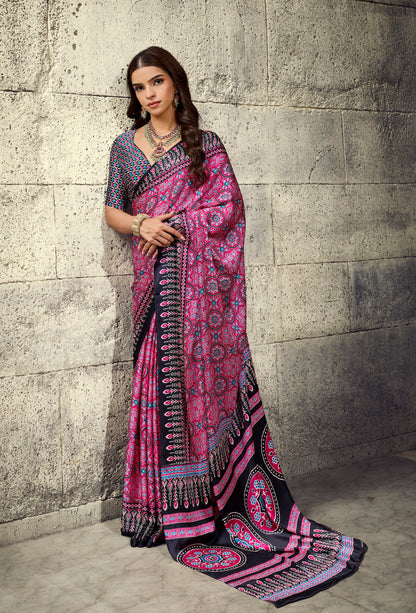 Pink Modal Silk Office Wear Ready To Wear/Easy Saree