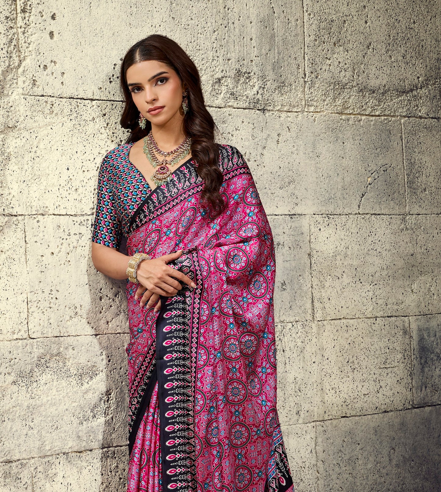 Pink Modal Silk Office Wear Ready To Wear/Easy Saree