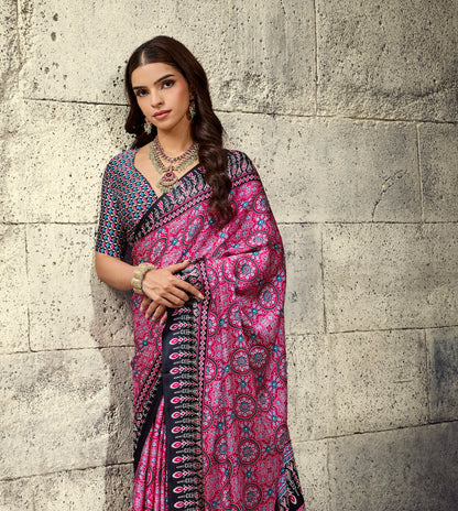Pink Modal Silk Office Wear Ready To Wear/Easy Saree