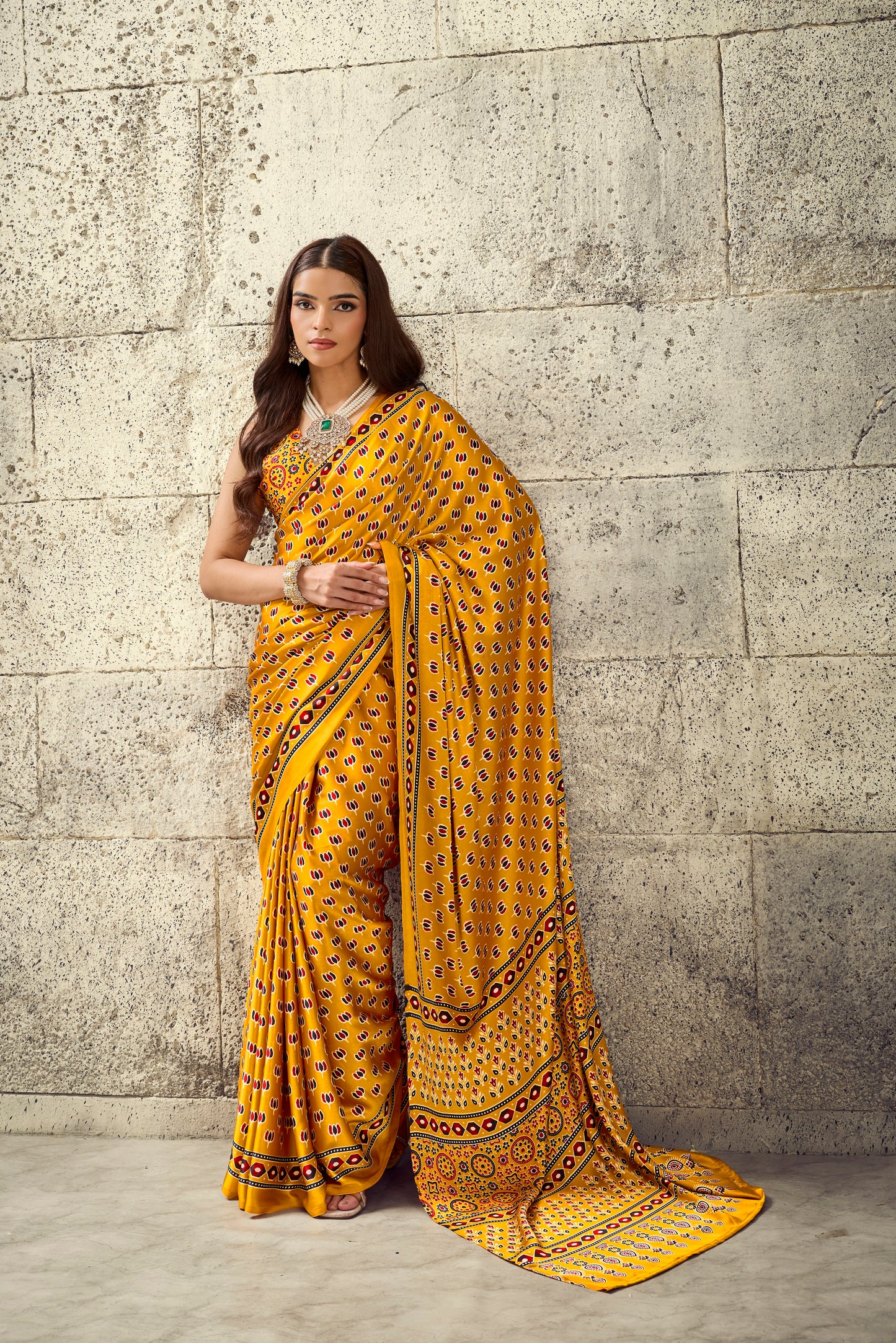 Mustard Yellow Modal Silk Ready To Wear/Easy Saree
