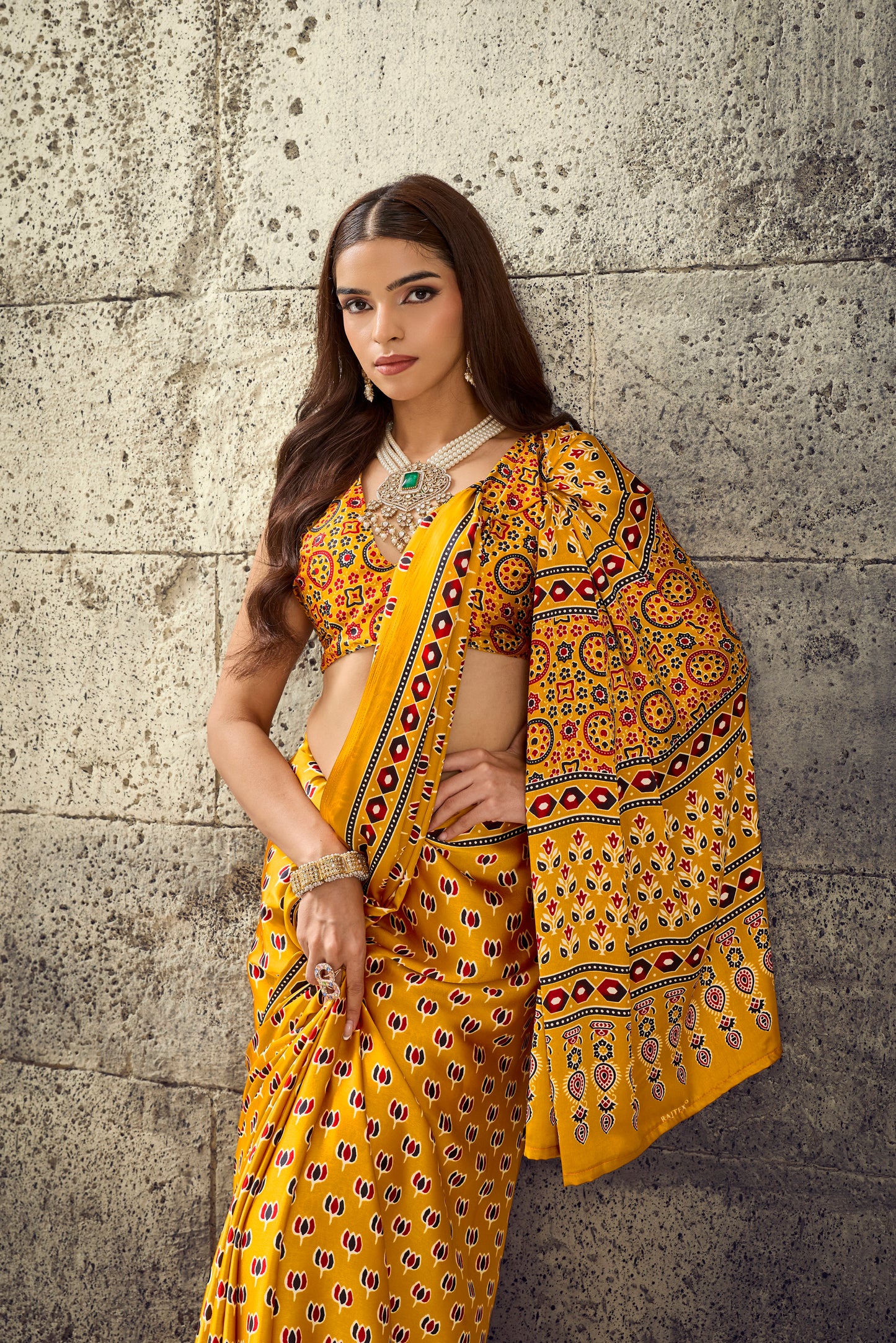 Mustard Yellow Modal Silk Ready To Wear/Easy Saree