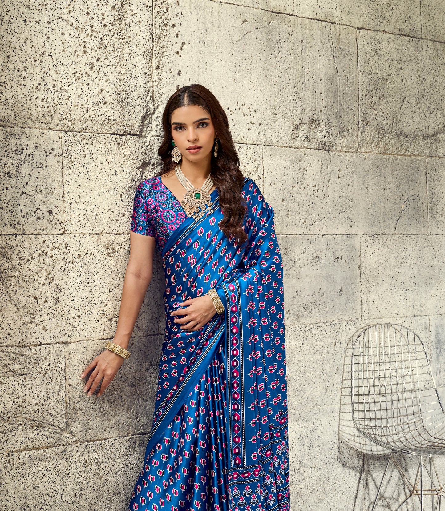 Blue Modal Silk Ready To Wear/Easy Saree