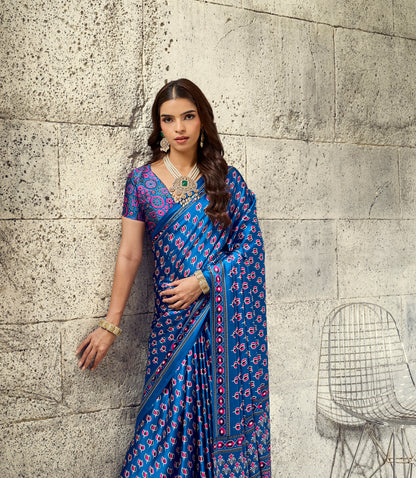 Blue Modal Silk Ready To Wear/Easy Saree