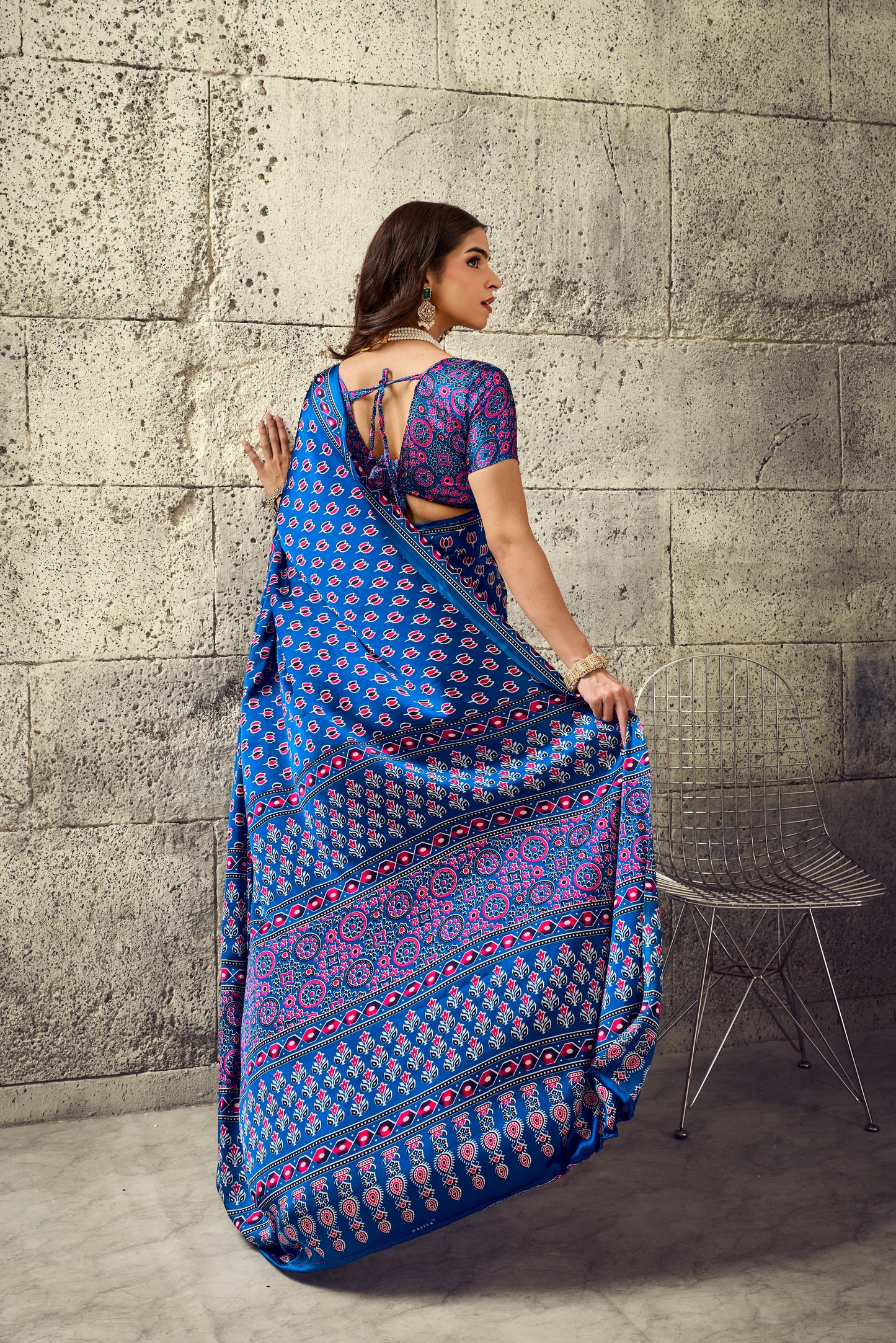 Blue Modal Silk Ready To Wear/Easy Saree