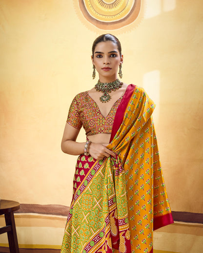 Mustard Yellow Modal Silk Ready To Wear/Easy Saree by Stylebypanaash 