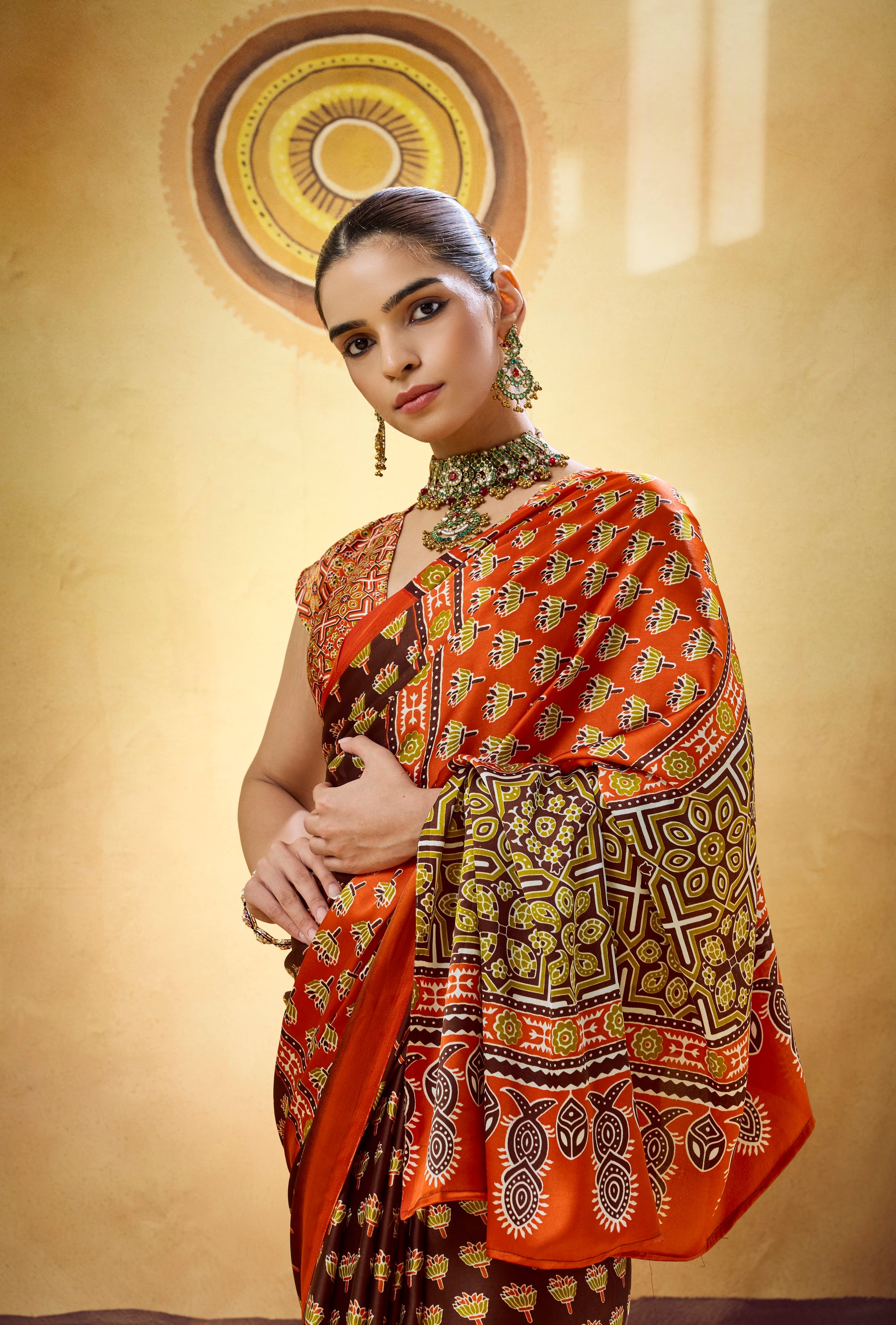 Brown Modal Silk Ready To Wear/Easy Saree by Stylebypanaash 