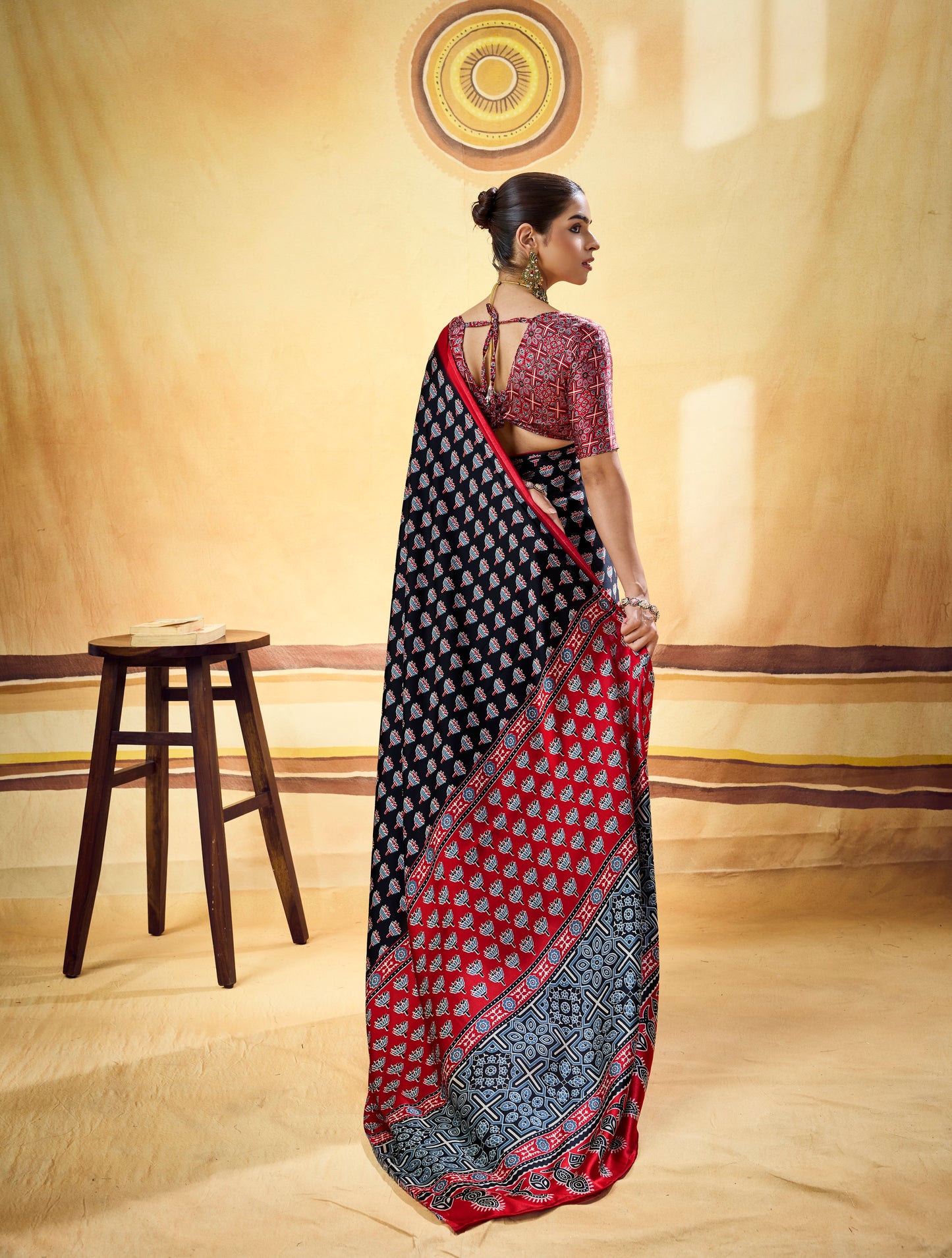 Black Modal Silk Ready To Wear/Easy Saree by Stylebypanaash 