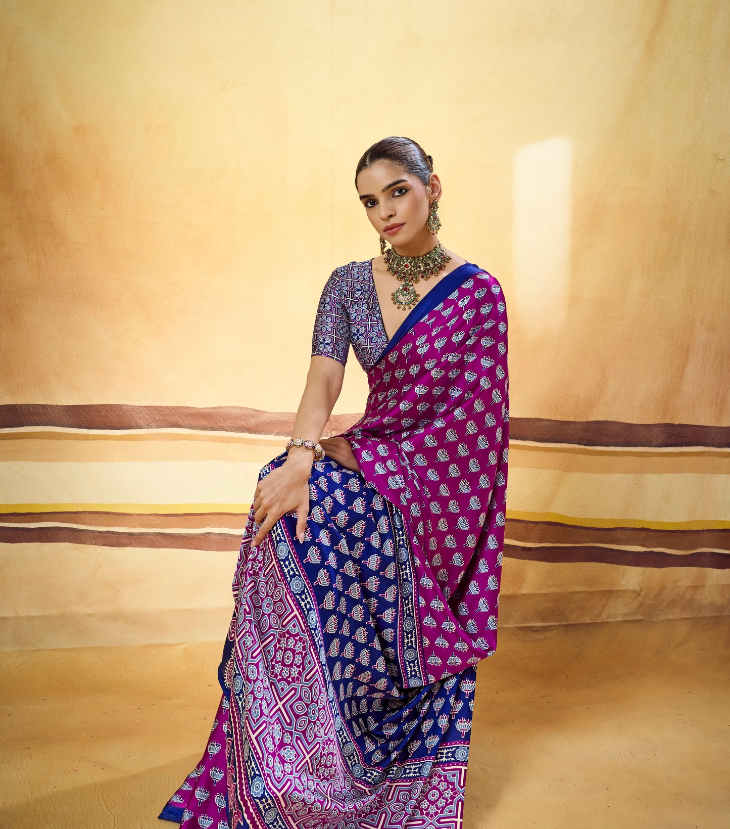 Magenta Modal Silk Ready To Wear/Easy Saree by Stylebypanaash 