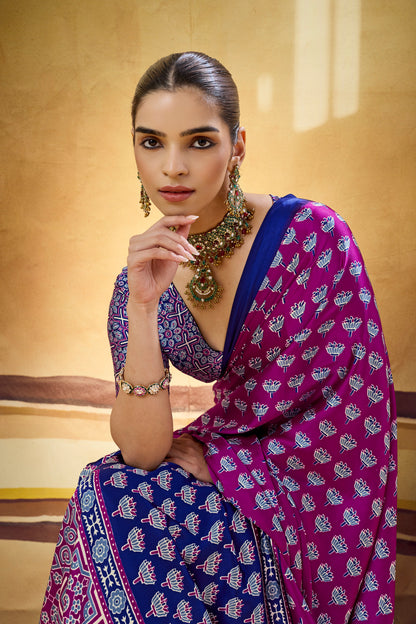 Magenta Modal Silk Ready To Wear/Easy Saree by Stylebypanaash 