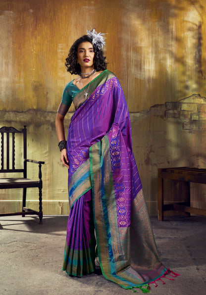Royal Purple Kanjivaram Silk Ready To Wear/Easy Saree