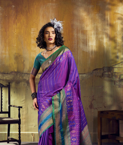 Royal Purple Kanjivaram Silk Ready To Wear/Easy Saree