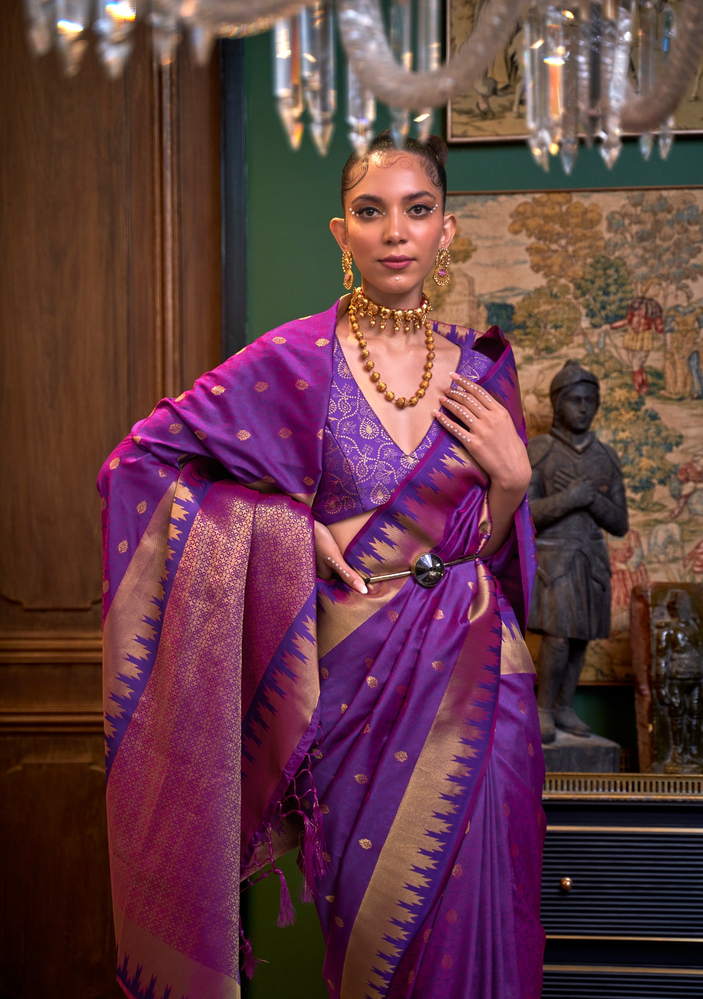 Purple Kanjivaram Silk Saree