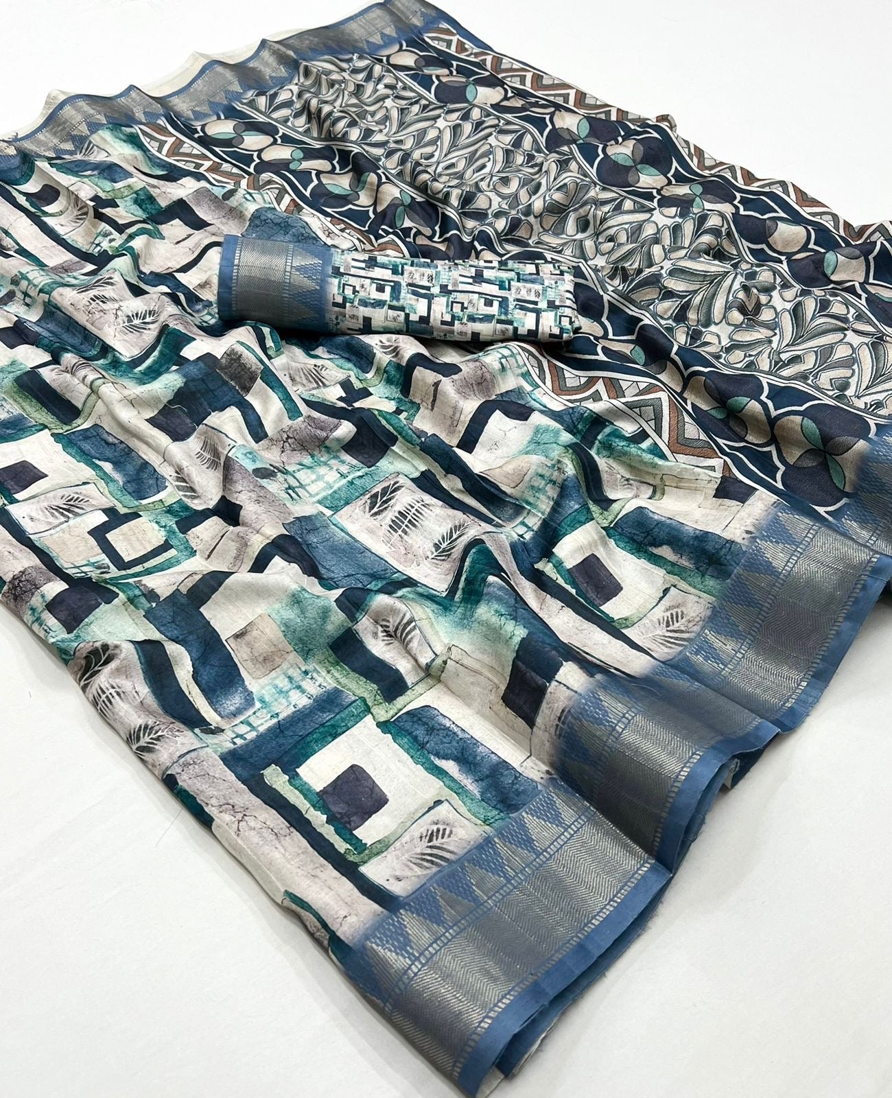 Blue Silk Cotton Easy/Readymade Saree