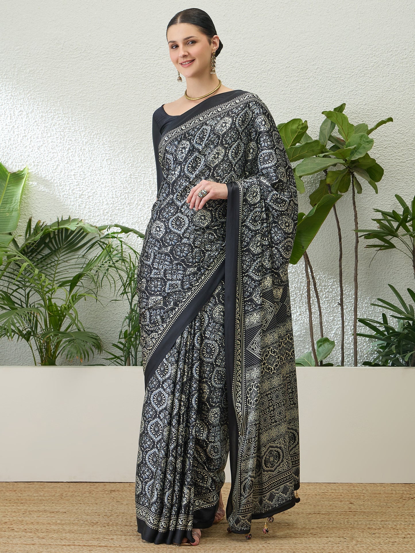 Grey Crepe Silk Ready To Wear/Easy Saree by Stylebypanaash 