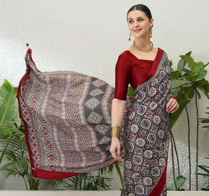 Black Crepe Silk Ready To Wear/Easy Saree by Stylebypanaash 