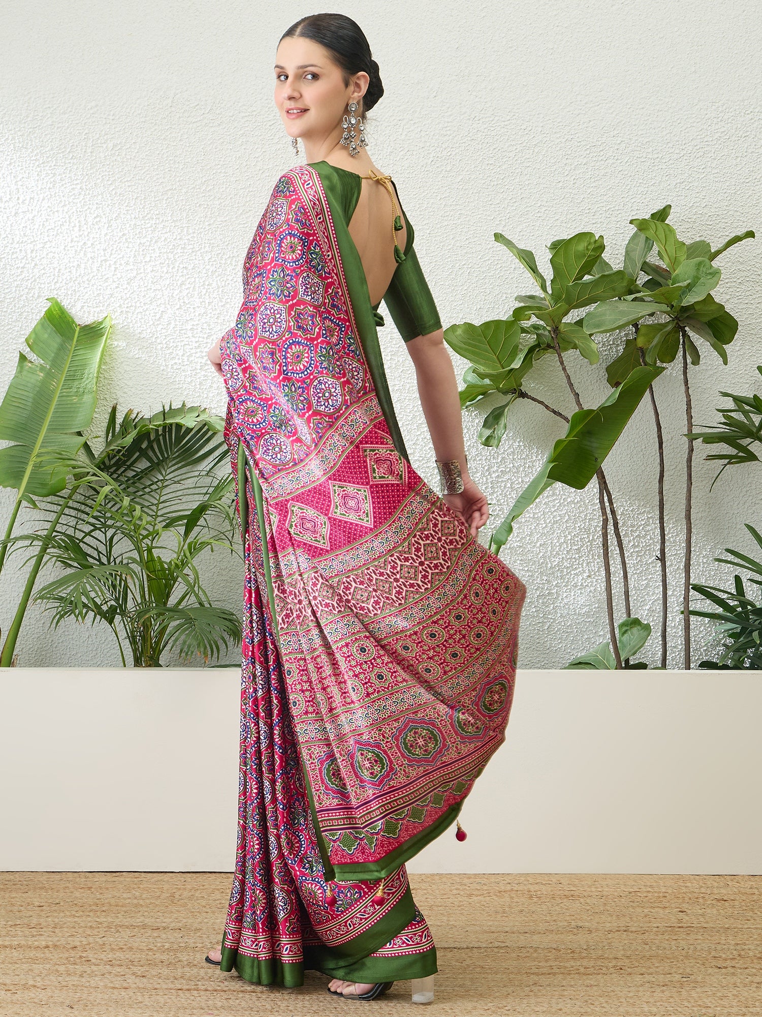 Pink Crepe Silk Ready To Wear/Easy Saree by Stylebypanaash 