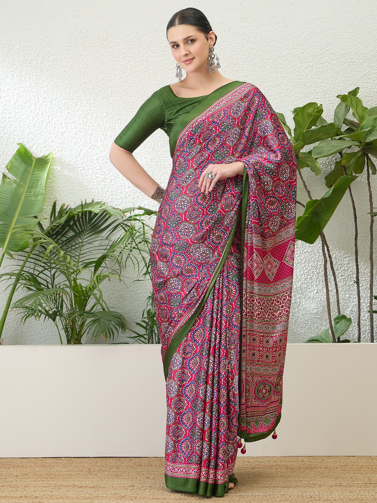 Pink Crepe Silk Ready To Wear/Easy Saree by Stylebypanaash 