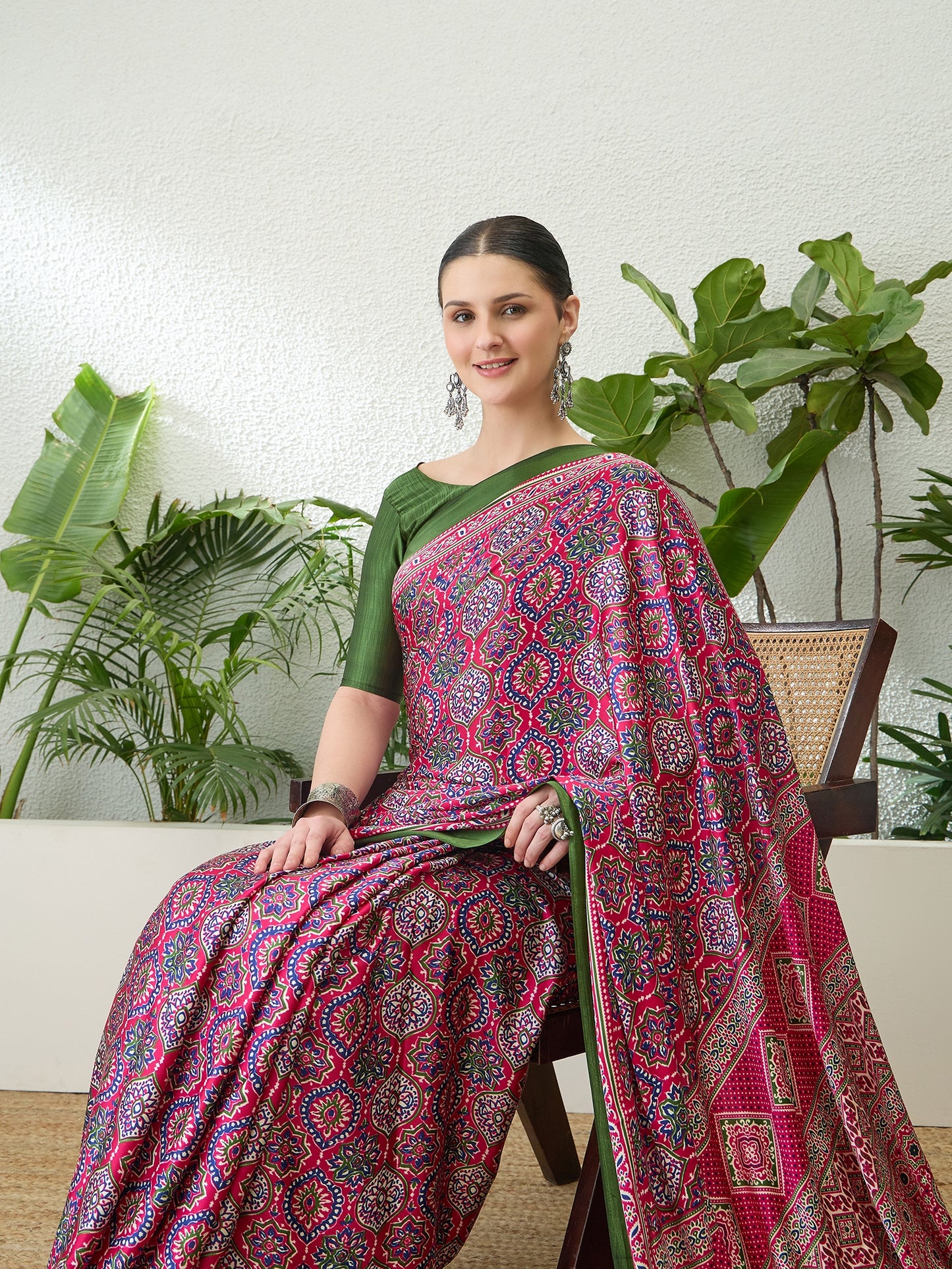 Pink Crepe Silk Ready To Wear/Easy Saree by Stylebypanaash 
