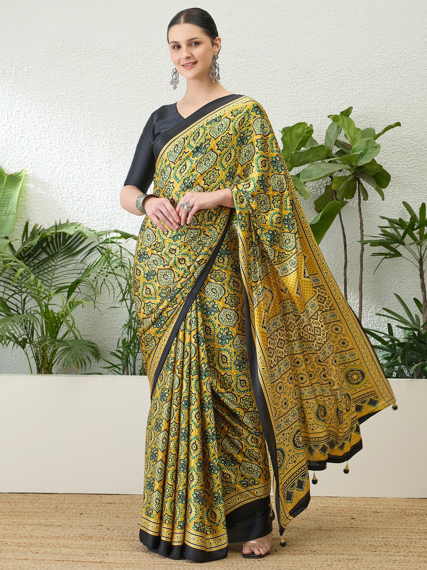 Mustard Yellow Crepe Silk Ready To Wear/Easy Saree by Stylebypanaash 