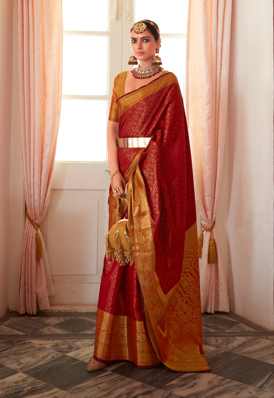 Red Color Readymade/Easy Saree