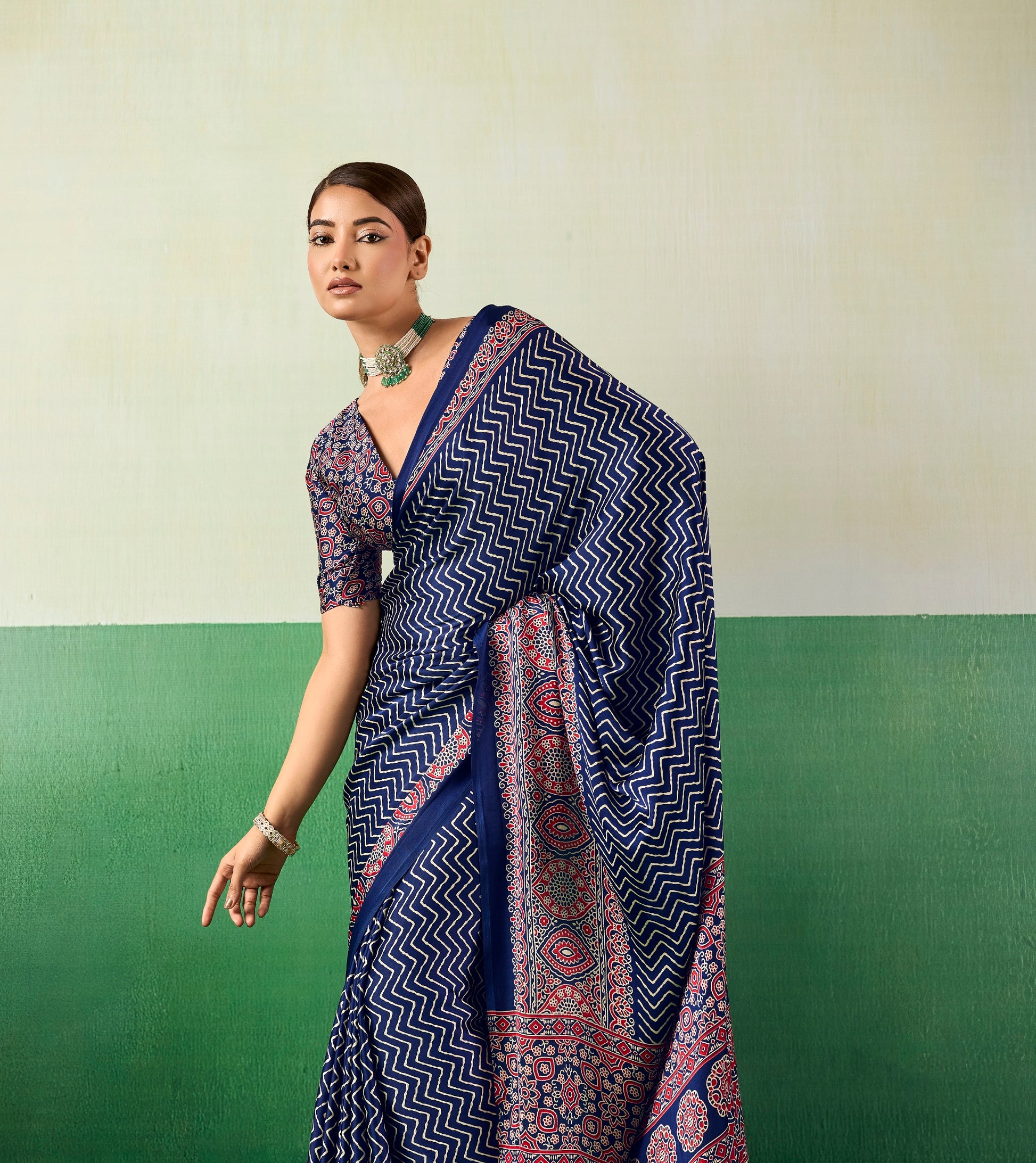 Blue Modal Satin Office Wear Ready To Wear/Easy Saree - Panaash Saree