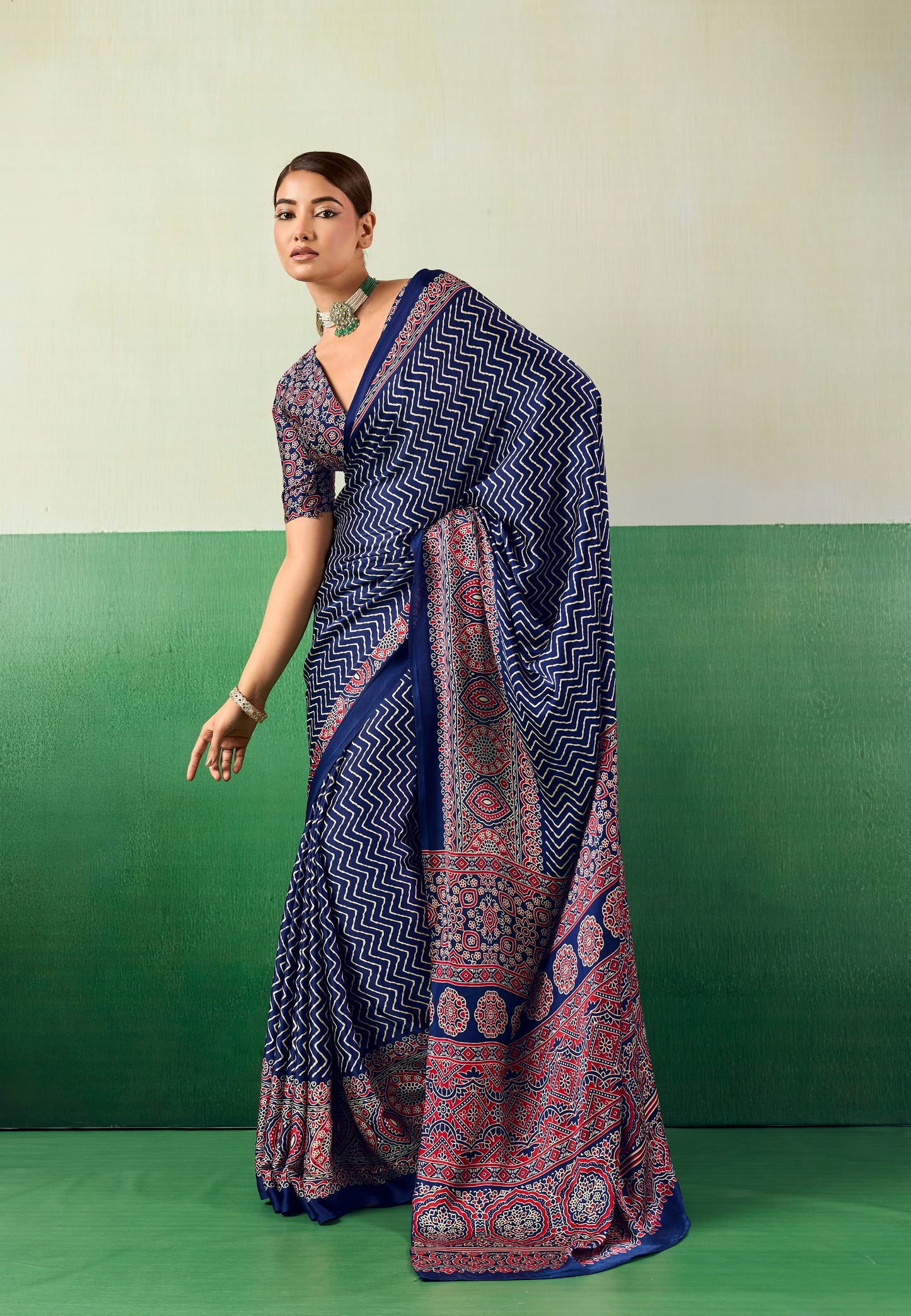 Blue Modal Satin Office Wear Ready To Wear/Easy Saree - Panaash Saree