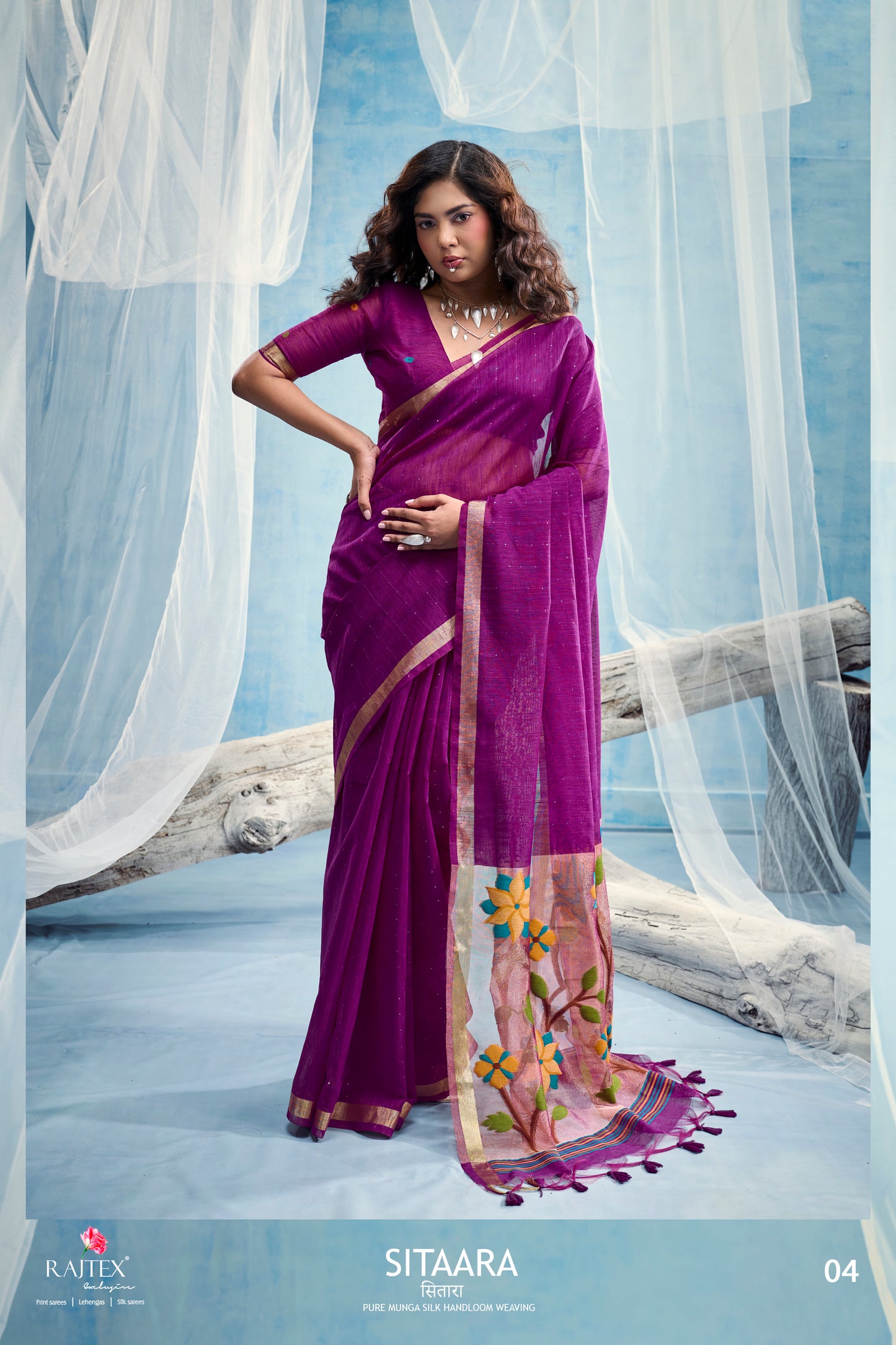 Magenta Pink Munga Silk Ready To Wear/Easy Saree