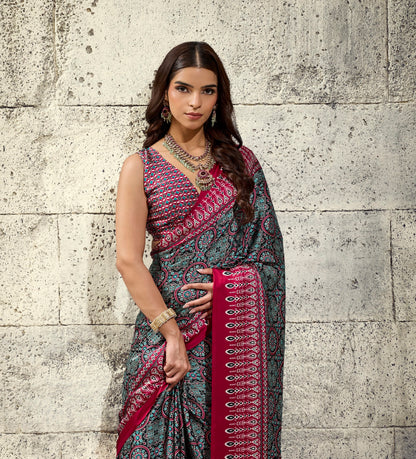 Red Modal Silk Office Wear Ready To Wear/Easy Saree