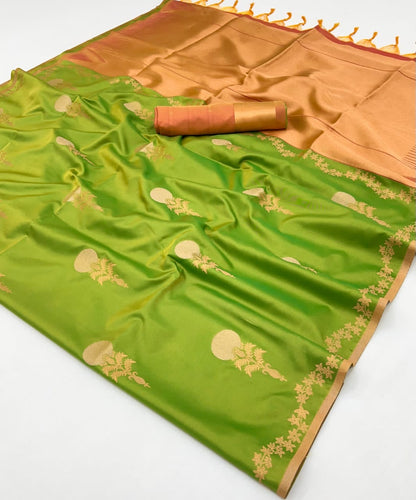 Parrot Green Kanjivaram Silk Readymade/Easy Saree - Panaash Saree