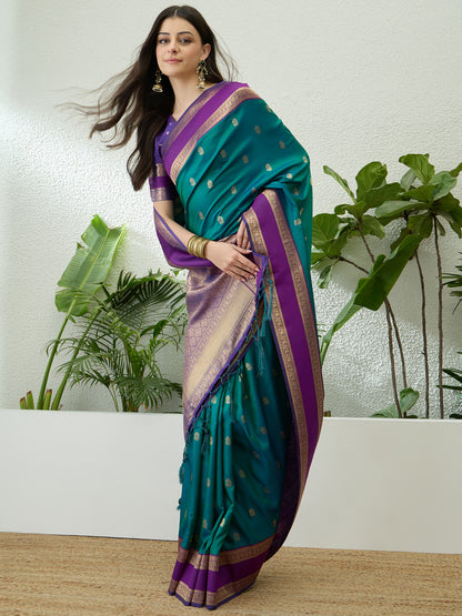 Turquoise Ready To Wear/Easy Kanjivaram Saree