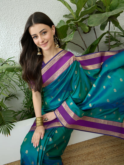 Turquoise Ready To Wear/Easy Kanjivaram Saree