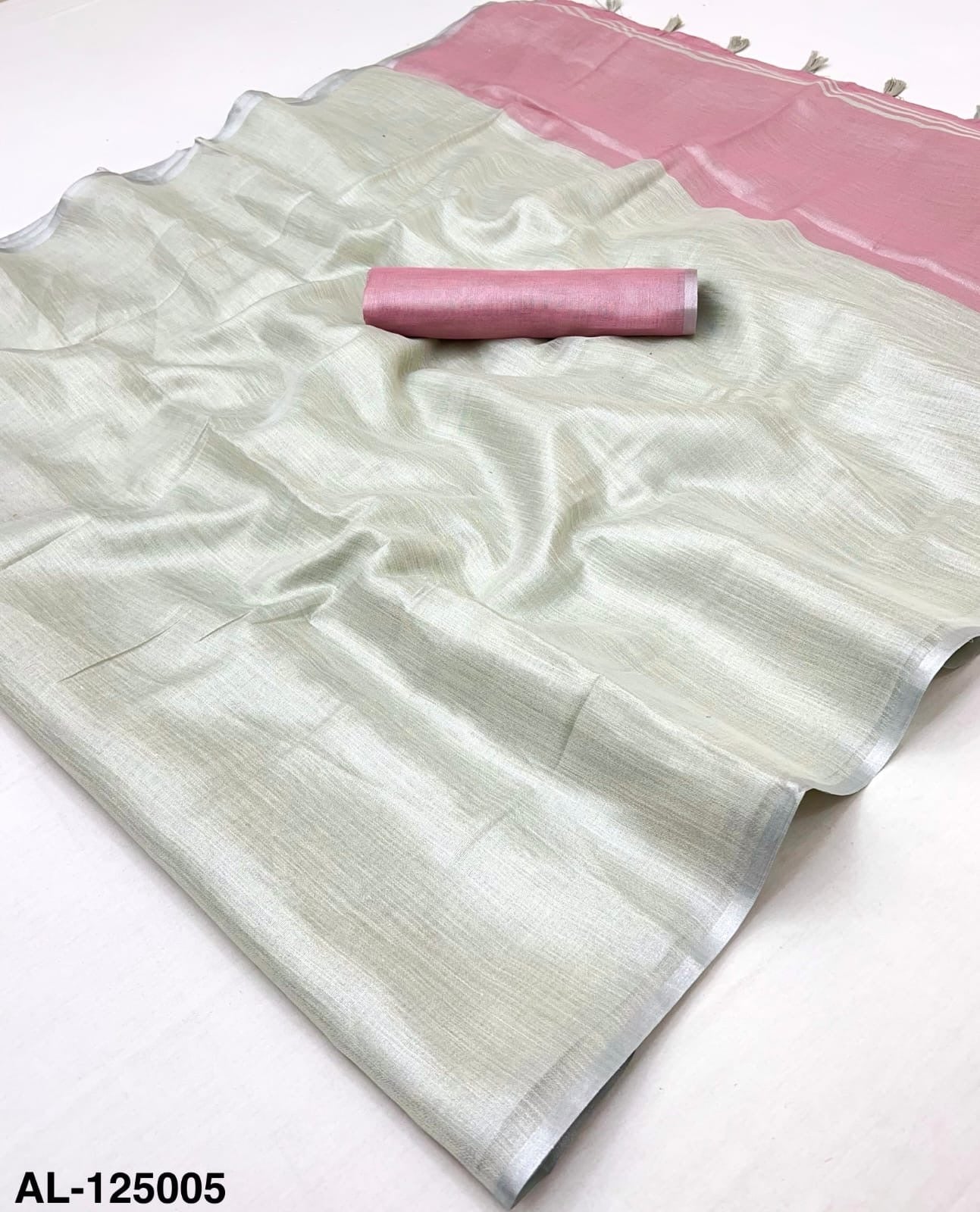Silver Tissue Silk Ready To Wear/Easy Saree