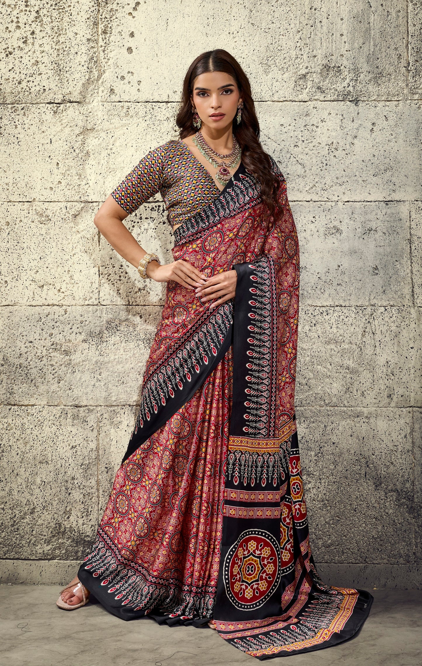 Black Modal Silk Office Wear Ready To Wear/Easy Saree