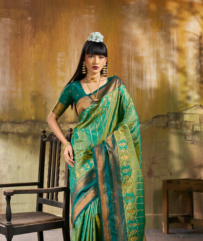 Green Kanjivaram Silk Ready To Wear/Easy Saree