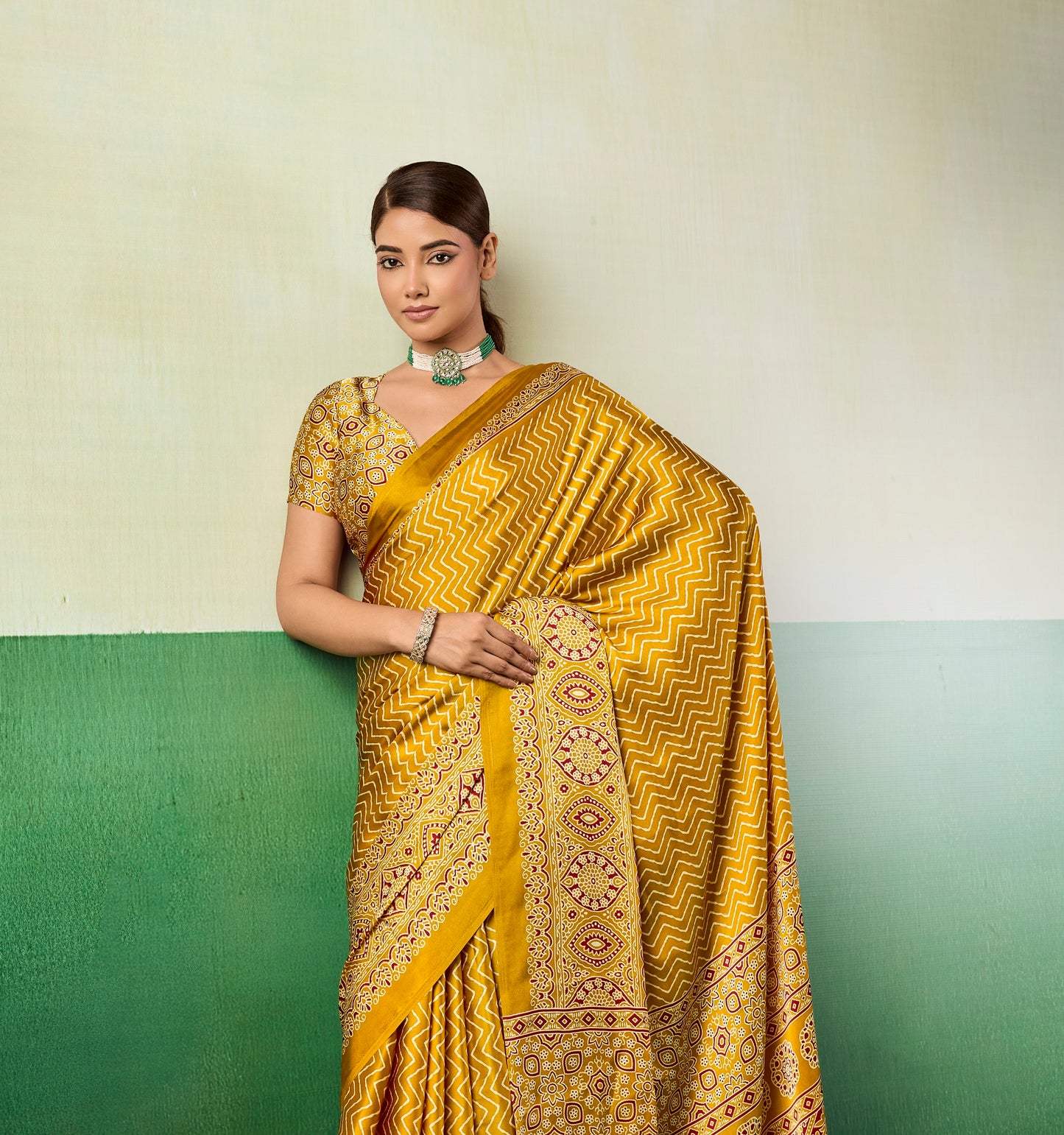 Yellow Modal Satin Office Wear Ready To Wear/Easy Saree - Panaash Saree