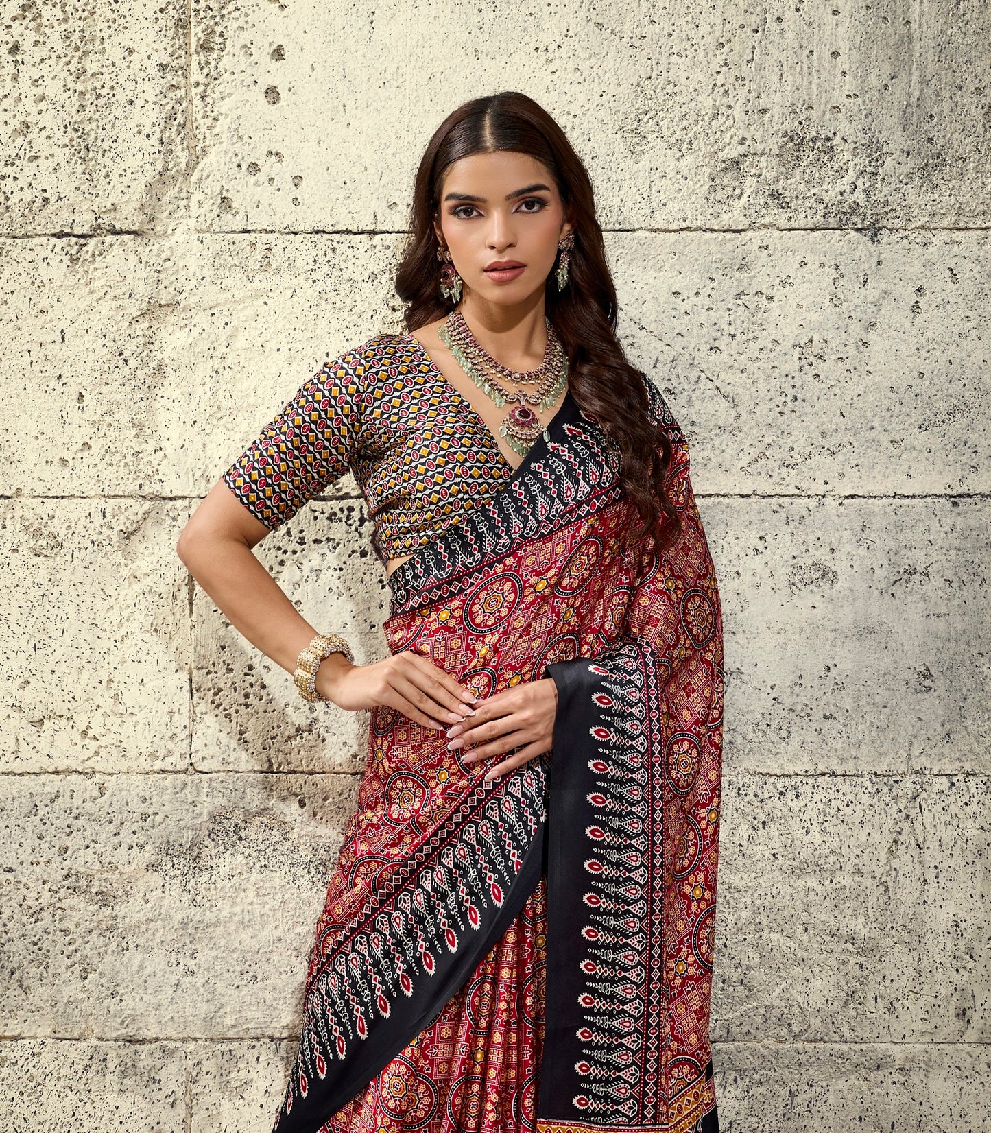 Black Modal Silk Office Wear Ready To Wear/Easy Saree