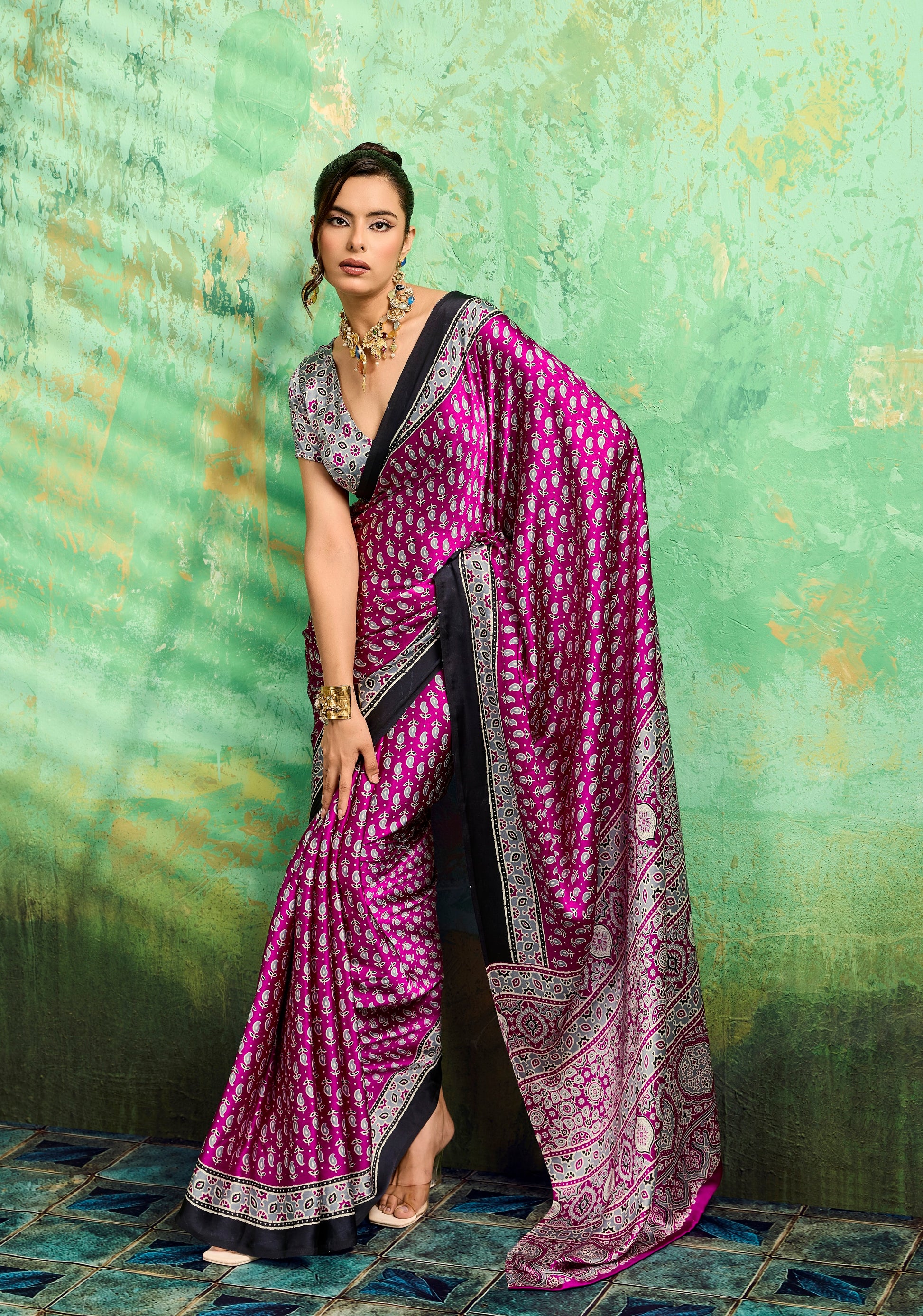 Pink Modal Satin Office Wear Ready To Wear/Easy Saree - Panaash Saree