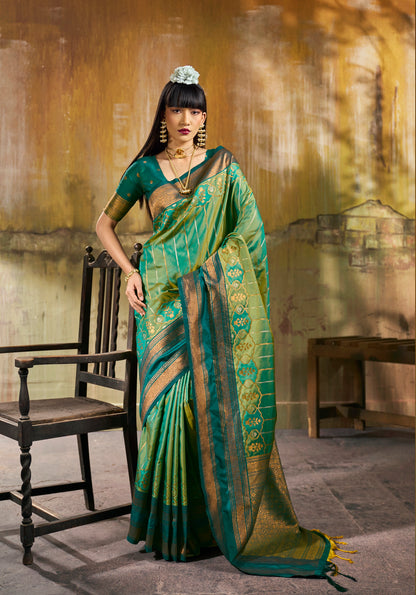 Green Kanjivaram Silk Ready To Wear/Easy Saree