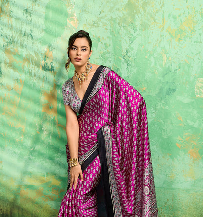 Pink Modal Satin Office Wear Ready To Wear/Easy Saree - Panaash Saree