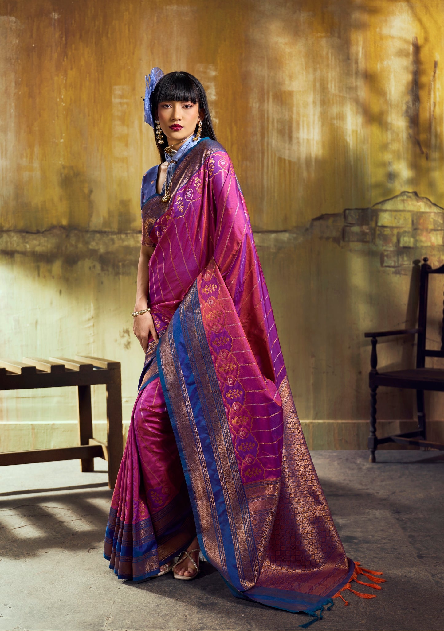 magenta ready to wear kanjjivaram by stylebypanaash