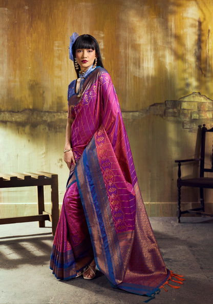 magenta ready to wear kanjjivaram by stylebypanaash
