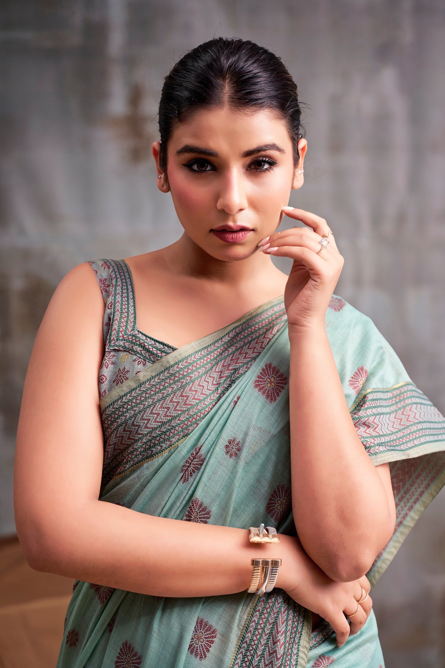 Blue Cotton Ready To Wear/Easy Saree - Panaash Saree