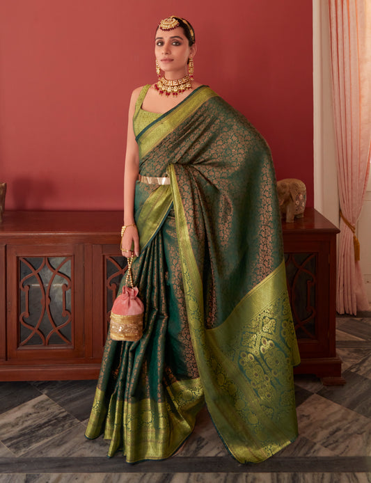 Mehendi Green Color Readymade/Easy Saree