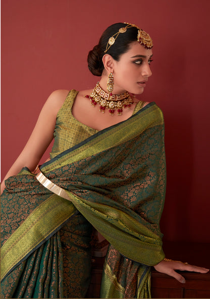 Mehendi Green Color Readymade/Easy Saree