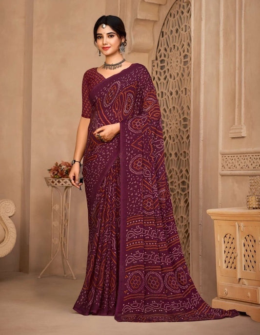 Casual Magenta Georgette Readymade/Easy Saree